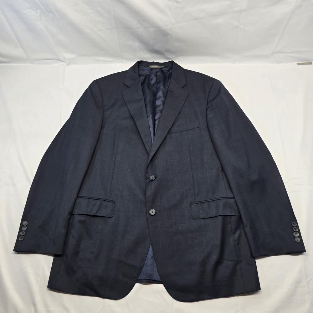 jp tilford Samuelsohn Mens Blazer Sportscoat‎ 44reg Windowpane Navy Super 100s